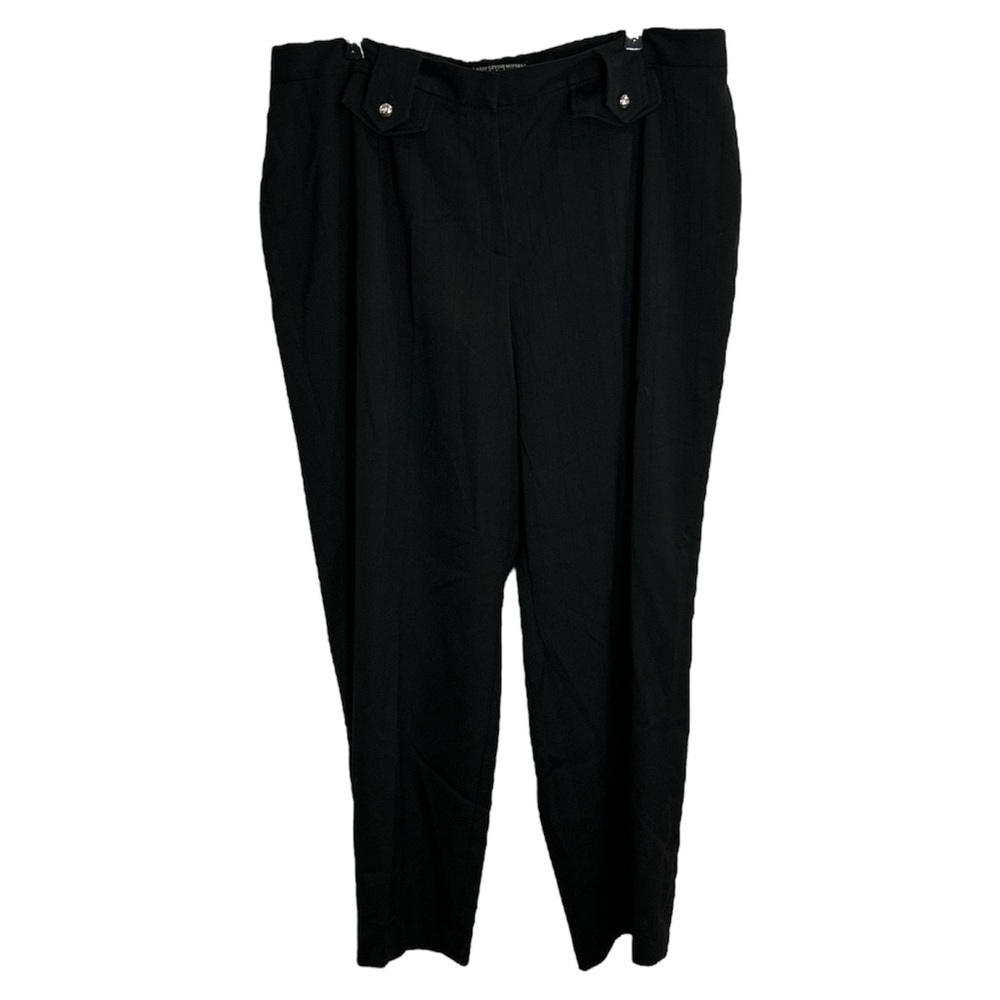 Larry Levine Stretch Women's Black Pinstripe Pants Slacks Size 22W Faux Pockets
